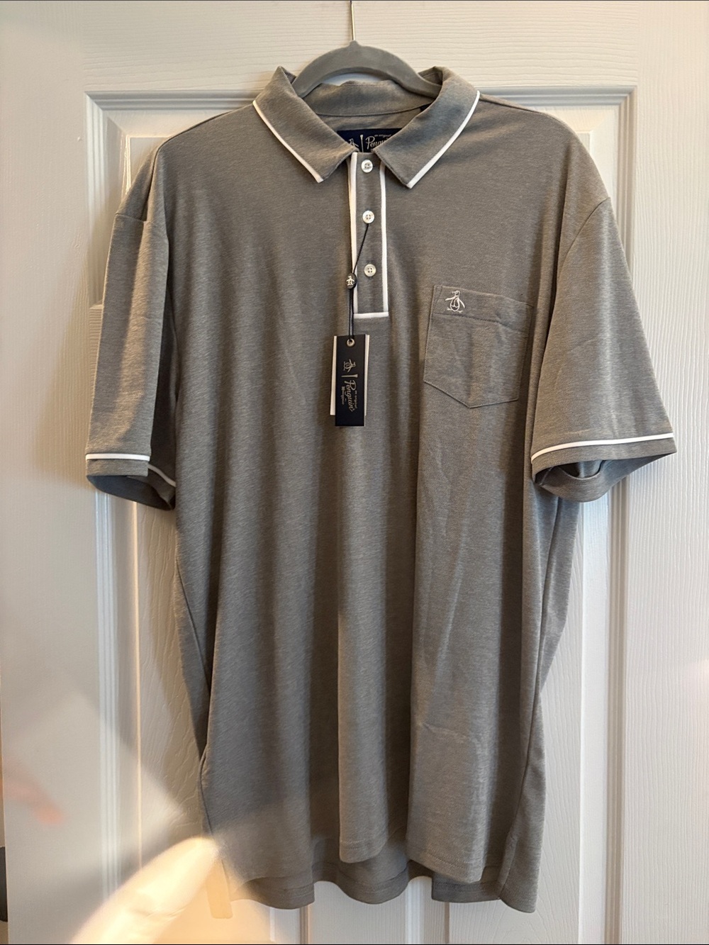 An Original Penguin by Munsingwear Gray Polo with White Contrast Trim